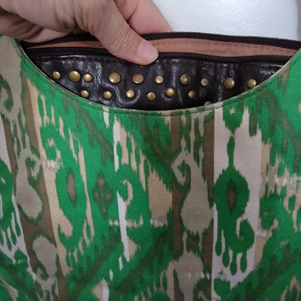 Vintage Route 66 Aztec Print Large Shoulder Bag/Purse in Green/Brown/Gray - Picture 3 of 12